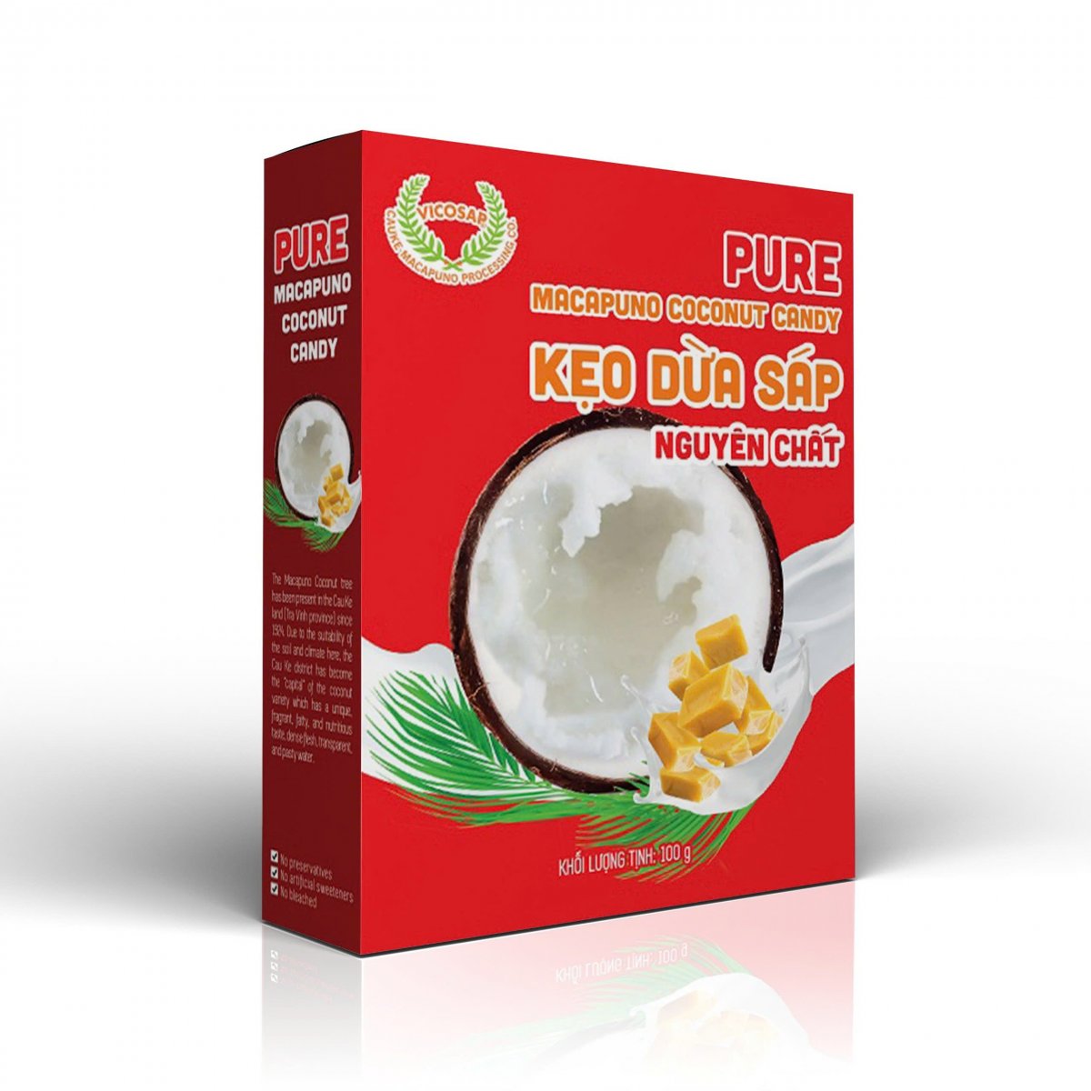 Kẹo dừa sáp nguyên chất - hộp 100g - Vicosap
