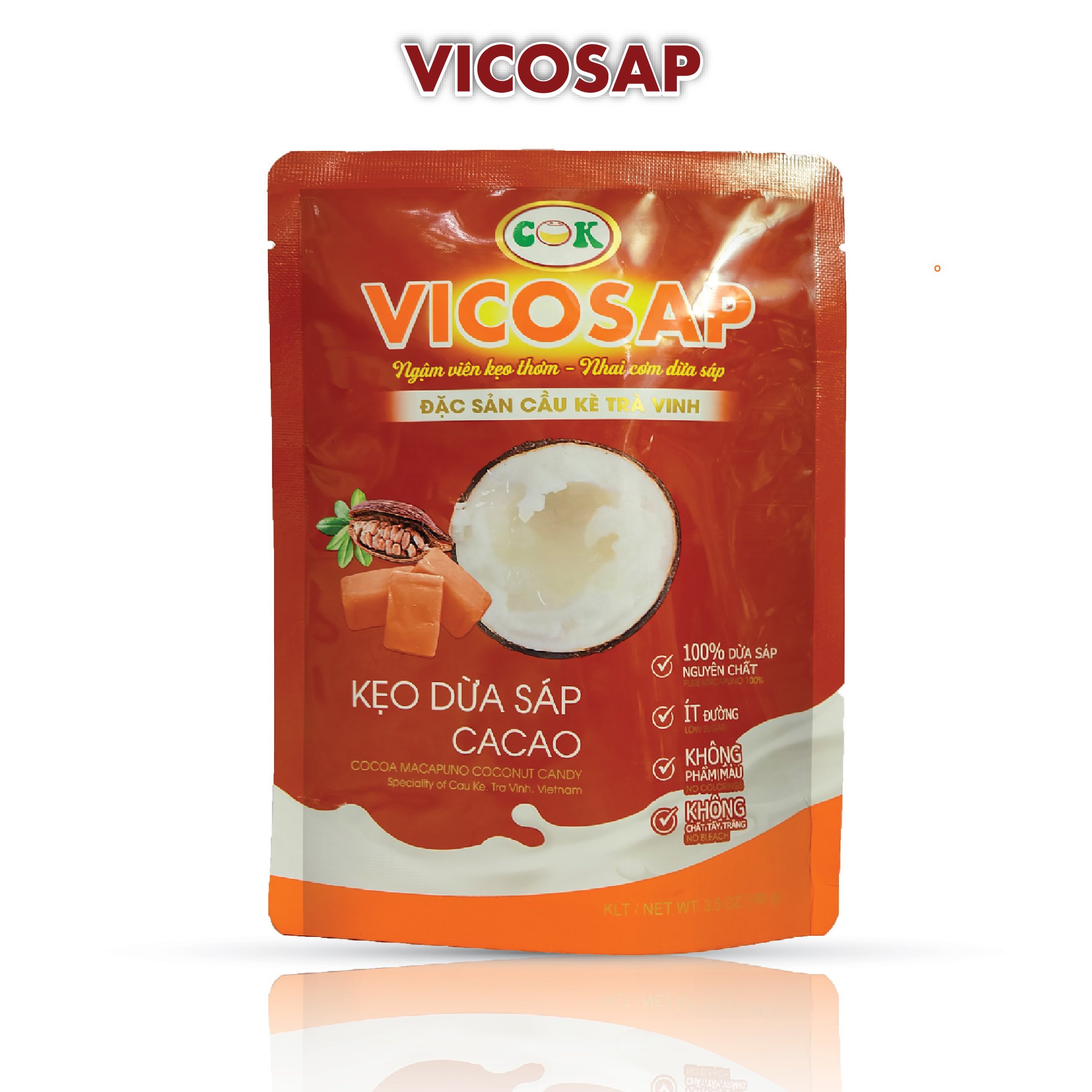 Kẹo dừa sáp vị ca cao- túi 100g - Vicosap