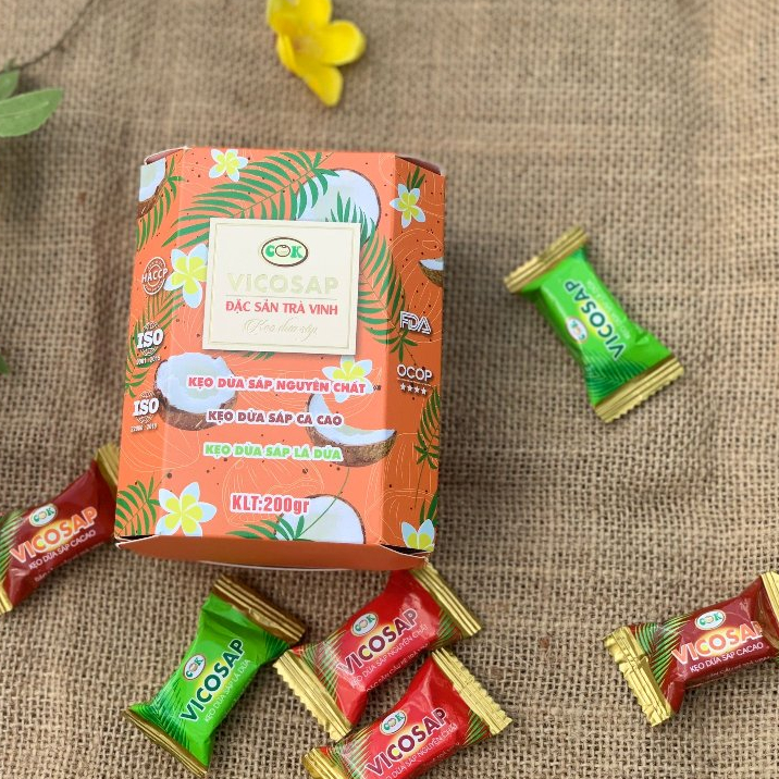 Kẹo dừa sáp mix 3 vị - hộp 100g - Vicosap