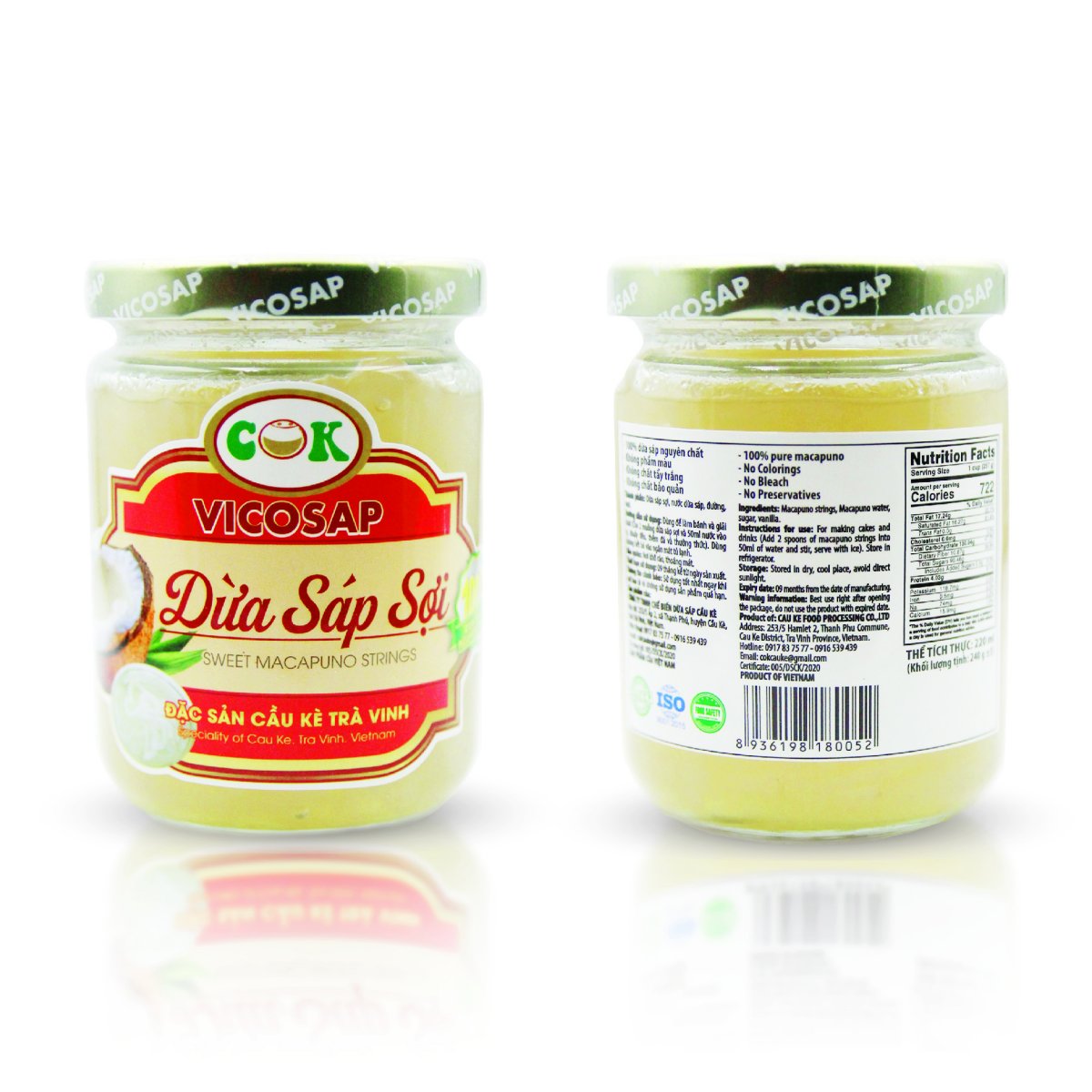 Dừa sáp sợi hũ - 220ml - Vicosap