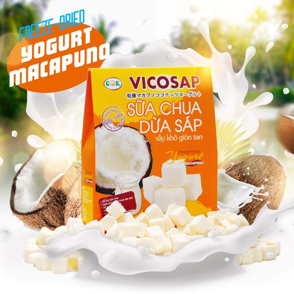 Sữa chua dừa sáp sấy giòn tan - hộp 25g - Vicosap